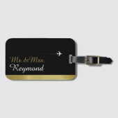 eleganter Herr & Mrs. Ehepaar reisen schwarz Gepäckanhänger (Vorderseite (Horizontal))