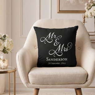 Eleganter Herr und Frau Hochzeit Schwarz Kissen