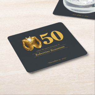Eleganter Herren-Tuxedo Gold Schwarz 50. Geburtsta Rechteckiger Pappuntersetzer