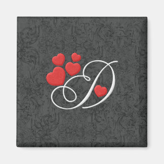 Eleganter Herzbrief D Magnet