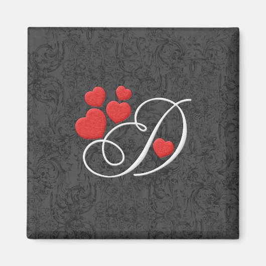 Eleganter Herzbrief D Magnet (Vorne)