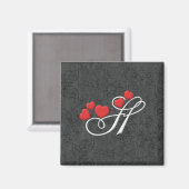Eleganter Herzbrief H Magnet (Vorderseite/Rückseite)