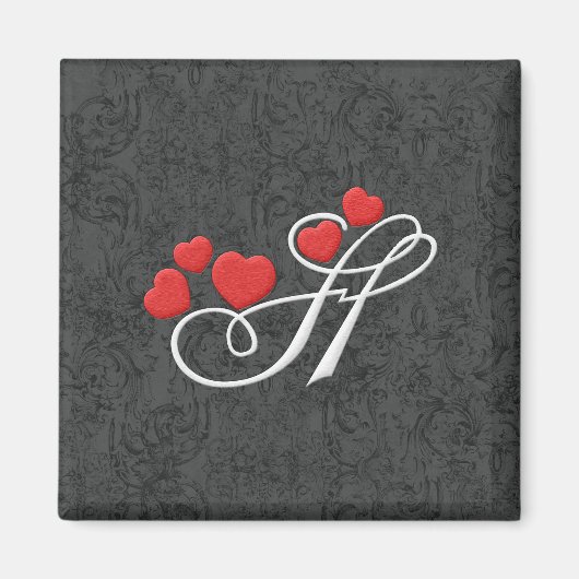 Eleganter Herzbrief H Magnet (Vorne)