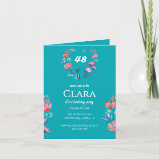 Eleganter, herzförmiger Blumengeburtstag Einladung