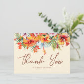 Eleganter Hibiskus Blume Tropical Floral Wedding Dankeskarte (Stehend Vorderseite)