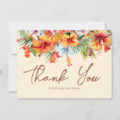 Eleganter Hibiskus Blume Tropical Floral Wedding Dankeskarte (Vorderseite)
