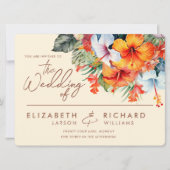 Eleganter Hibiskus Blume Tropical Floral Wedding Einladung (Vorderseite)