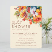 Eleganter Hibiskus Blume Tropical Floral Wedding Einladung (Stehend Vorderseite)