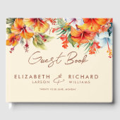 Eleganter Hibiskus Blume Tropical Floral Wedding Gästebuch (Vorderseite)