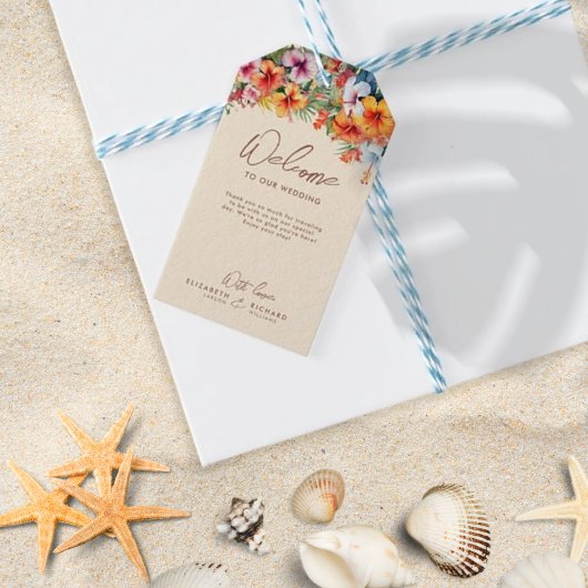 Eleganter Hibiskus Blume Tropical Floral Wedding Geschenkanhänger