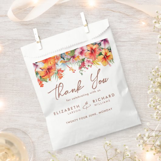 Eleganter Hibiskus Blume Tropical Floral Wedding Geschenktütchen (Ausgeschnitten)