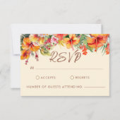 Eleganter Hibiskus Blume Tropical Floral Wedding RSVP Karte (Vorderseite)