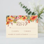 Eleganter Hibiskus Blume Tropical Floral Wedding RSVP Karte (Stehend Vorderseite)