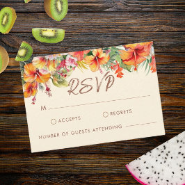 Eleganter Hibiskus Blume Tropical Floral Wedding RSVP Karte