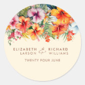 Eleganter Hibiskus Blume Tropical Floral Wedding Runder Aufkleber (Vorderseite)