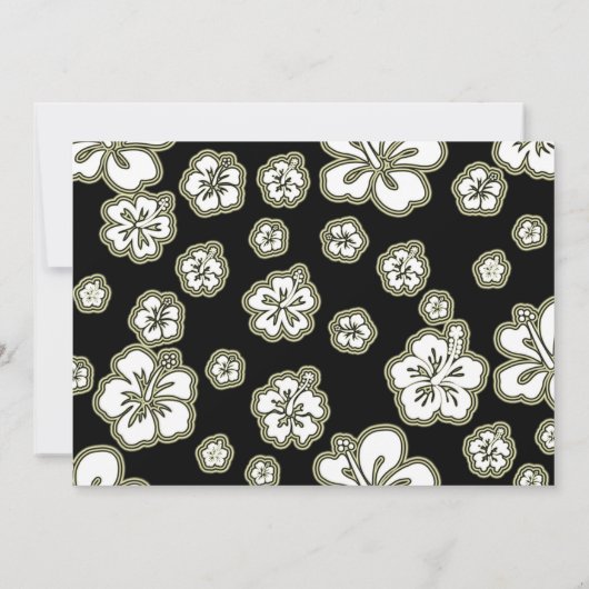 Eleganter Hibiskus Blumen Schwarz & Tan Einladung (Rückseite)