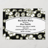 Eleganter Hibiskus Blumen Schwarz & Tan Einladung (Vorne/Hinten)