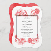 Eleganter Hibiskus Hochzeit Einladung (Vorne/Hinten)