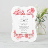 Eleganter Hibiskus Hochzeit Einladung (Stehend Vorderseite)