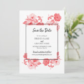 Eleganter Hibiskus Hochzeit Save The Date (Stehend Vorderseite)