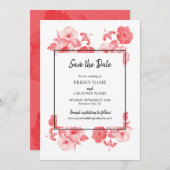 Eleganter Hibiskus Hochzeit Save The Date (Vorne/Hinten)