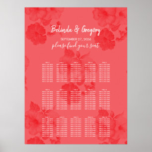 Eleganter Hibiskus Hochzeitsdiagramm Poster