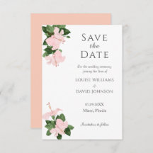 Eleganter Hibiskus Save the Date Hochzeitskarte