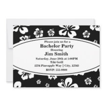 Eleganter Hibiskus Schwarz & Weiß Einladung