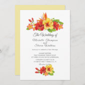 Eleganter Hibiskus Tropical Floral Wedding Einladung (Vorne/Hinten)