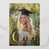 Eleganter High School Graduate Foto Abschluss Folieneinladung (Vorderseite)