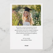 Eleganter High School Graduate Foto Abschluss Folieneinladung (Rückseite)