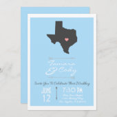 Eleganter Himmel-Blau-Texas-Staats-Wedding Einladung (Vorne/Hinten)