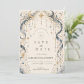 Eleganter Himmelhochzeitsbogen Save The Date (Stehend Vorderseite)