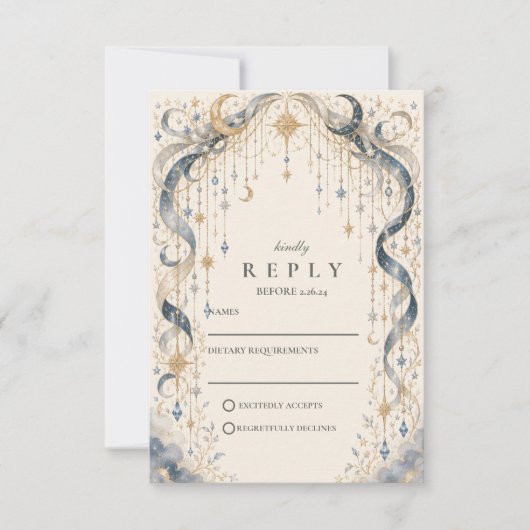 Eleganter Himmelshochzeitsbogen RSVP Karte (Vorderseite)