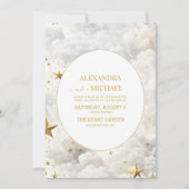 Eleganter Himmelsmond und Sterne Hochzeit Einladung (Vorderseite)