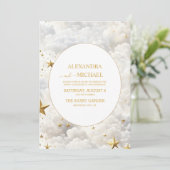 Eleganter Himmelsmond und Sterne Hochzeit Einladung (Stehend Vorderseite)