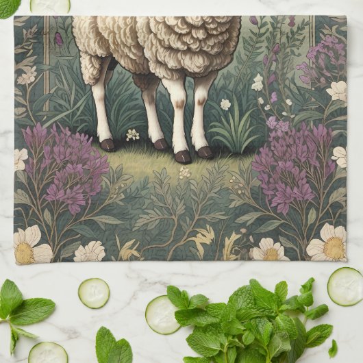 Eleganter Hintergrund der Schaflavendel Geschirrtuch (Gefaltet)