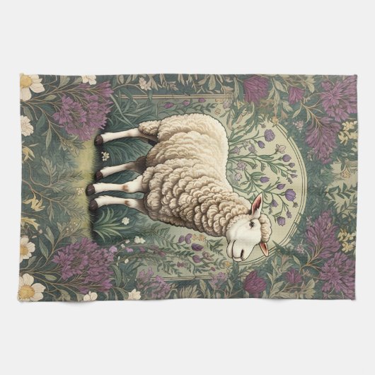 Eleganter Hintergrund der Schaflavendel Geschirrtuch (Horizontal)