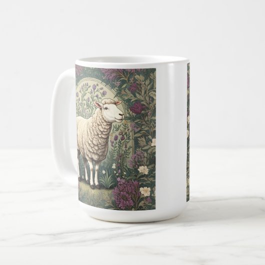 Eleganter Hintergrund der Schaflavendel Kaffeetasse (Vorderseite Links)