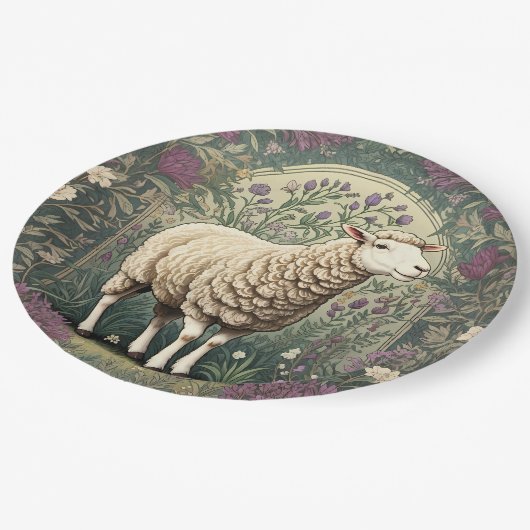 Eleganter Hintergrund der Schaflavendel Pappteller (Schrägansicht)