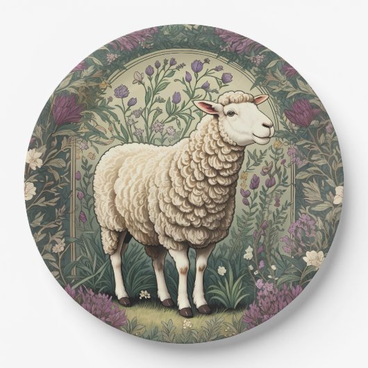 Eleganter Hintergrund der Schaflavendel Pappteller (Vorderseite)