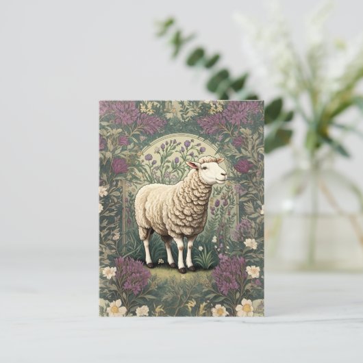 Eleganter Hintergrund der Schaflavendel Postkarte (Stehend Vorderseite)