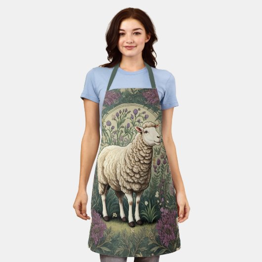 Eleganter Hintergrund der Schaflavendel Schürze (Getragen)