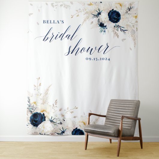 Eleganter Hintergrund des blauen, blauen Brautpart Wandteppich (Beispiel)