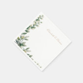 Eleganter Hintergrund Eukalyptus Blätter Hochzeit Serviette (Ecke)
