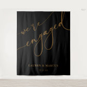 Eleganter Hintergrund für Black and Gold Engagemen Wandteppich (Vorderseite)