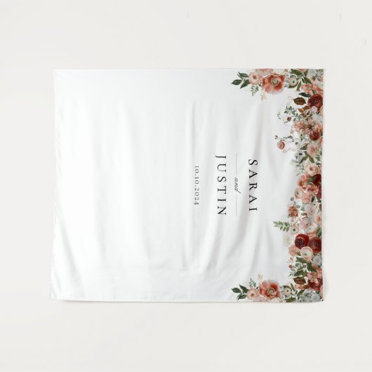 Eleganter Hintergrund für botanische Hochzeiten im Wandteppich (Vorderseite (Horizontal))