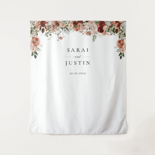 Eleganter Hintergrund für botanische Hochzeiten im Wandteppich (Vorderseite)