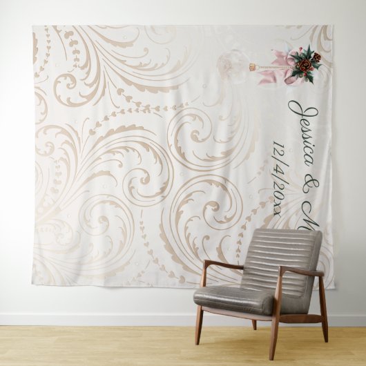 Eleganter Hintergrund für Elfenbein und Weihnachte Wandteppich (Beispiel (Horizontal))