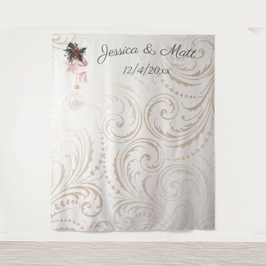 Eleganter Hintergrund für Elfenbein und Weihnachte Wandteppich (Vorderseite)